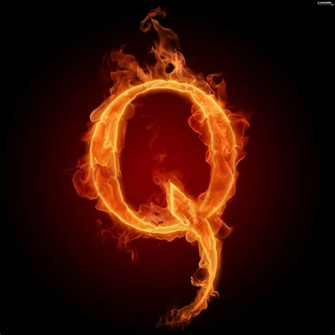 Q, Fire, letter - For desktop wallpapers: 3000x3000