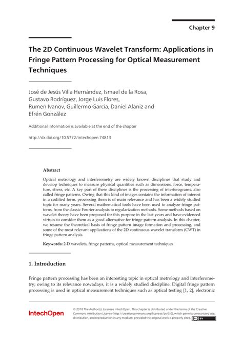 (PDF) The 2D Continuous Wavelet Transform: Applications in Fringe ...