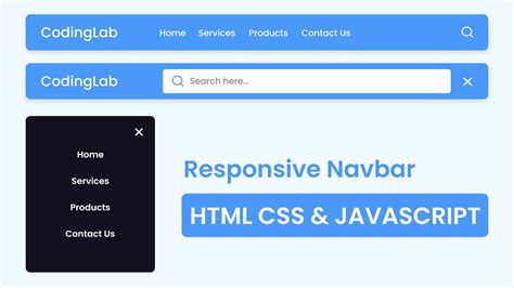 Create Responsive Navigation Bar in HTML CSS & JavaScript