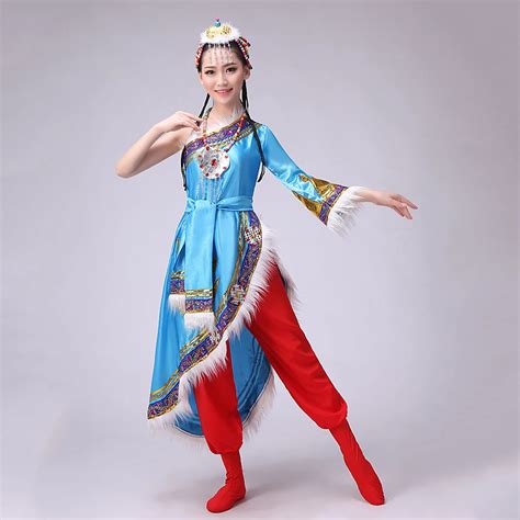 Girls Tibetan Dance Costume Chinese Traditional Wear Performance ...