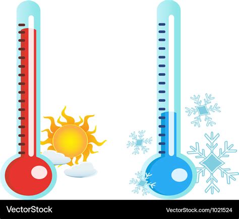 Thermometer in hot and cold temperature Royalty Free Vector