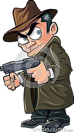 Cartoon Gangster With A Gun And Hat Stock Illustration - Image: 42742530