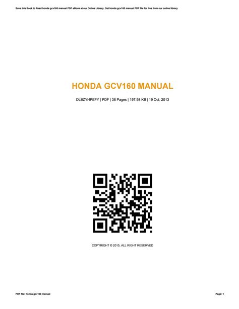 Honda gcv160 manual by e933 - Issuu