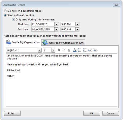 How to set up an out-of-office reply in Outlook - IONOS CA