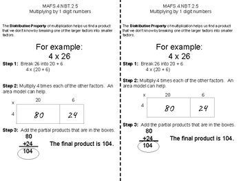 Interactive Notebook (Multiplying using Distributive Property/Area Models)