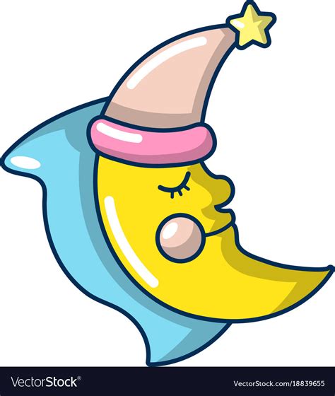 Sleeping moon icon cartoon style Royalty Free Vector Image