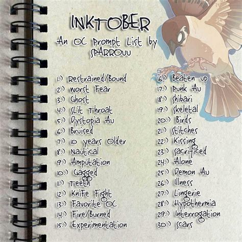 My Inktober Prompts by SPARROUU on DeviantArt