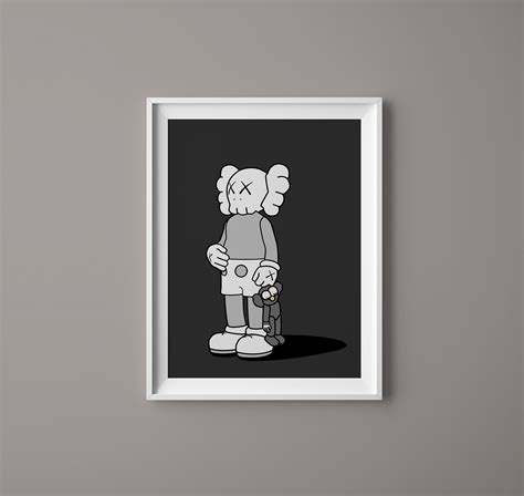 Black and White Wall Art Kaws Wall Art Home Decor Wall Art - Etsy