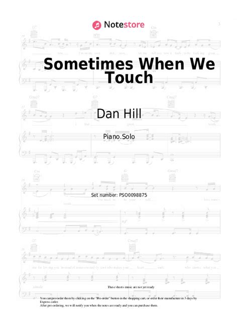 Sometimes When We Touch piano sheet music Dan Hill in Note-Store.com ...