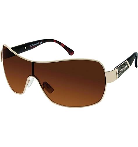 Women's R556 Shield Sunglasses with 100% UV Protection - 74 mm - Gold/Brown - CS180SQ4U70