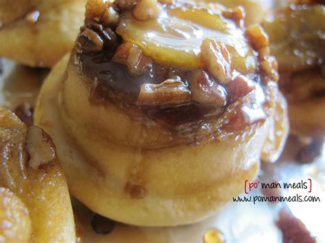 po' man meals - bananas foster sticky buns