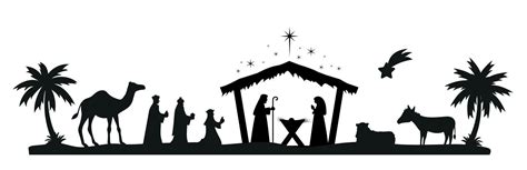 Christmas nativity scene with baby Jesus, Mary and Joseph in the manger ...