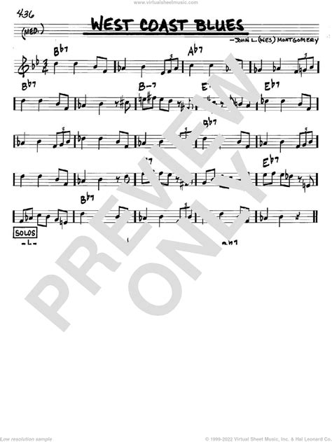 West Coast Blues sheet music (in C) (PDF)