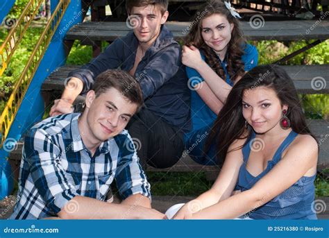 Group of Young People Posing Outdoors Stock Photo - Image of advertisement, caucasian: 25216380