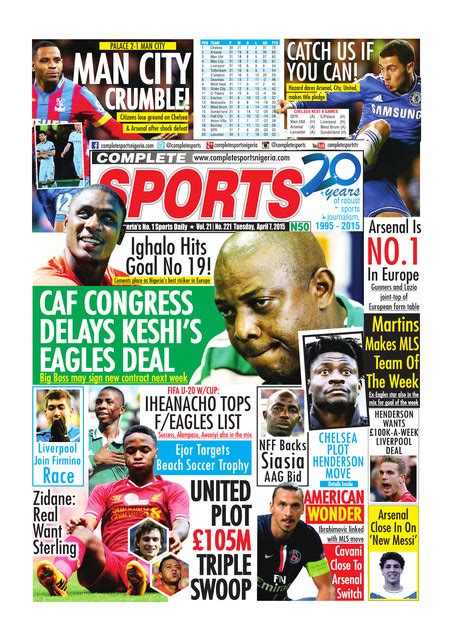 Read Complete Sport Newspaper For Free...updated Daily - Sports - Nigeria