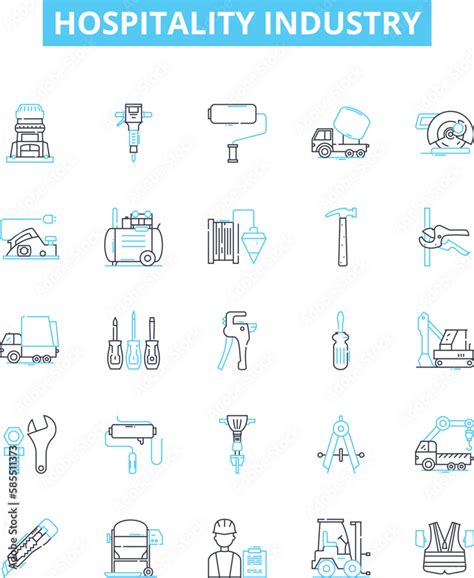 Hospitality industry vector line icons set. Hospitality, Industry, Tourism, Hotels, Restaurants ...