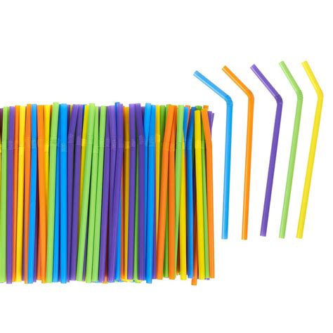 300 Count Bulk Smoothie Straws - Bendy Straws - Colorful Flexible Plastic Drinking Straws for ...