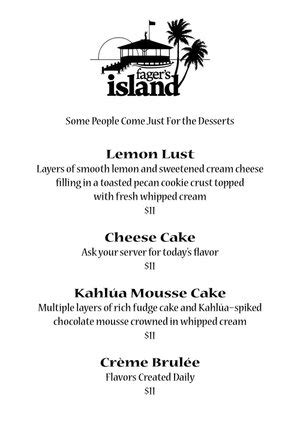 MENU - DESSERT — fagers island