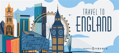 Travel To England London Skyline Vector Download