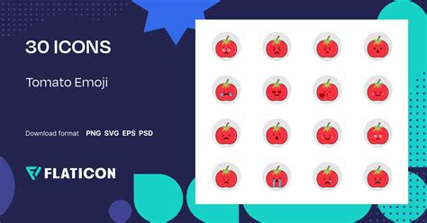 Tomato Emoji Icon Pack | Color lineal-color | 30 .SVG Icons