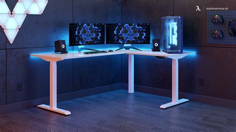 Decorate White Computer Gaming Desk with Lighting Ideas