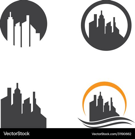 City skyline silhouette logo icon Royalty Free Vector Image