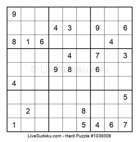 Hard Sudoku Online #1039306 - Live Sudoku