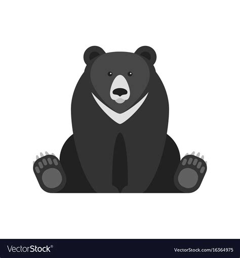 Flat style of black bear Royalty Free Vector Image