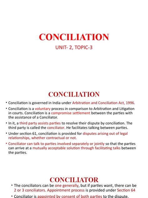 Unit - 2, Topic - 3, Conciliation | PDF | Settlement (Litigation ...