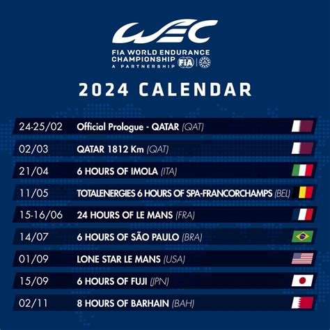 WEC: 2024 calendar expands to 8 races