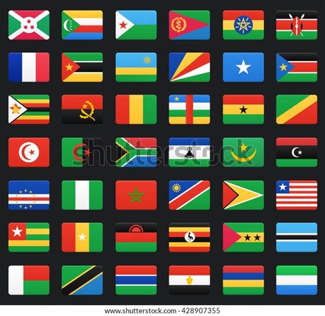 African Countries Flags Vector Icons Set Stock Vector (Royalty Free ...