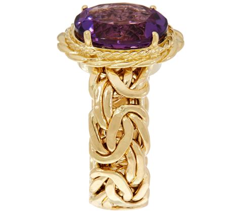 14K Gold Polished Byzantine and Gemstone Ring - QVC.com