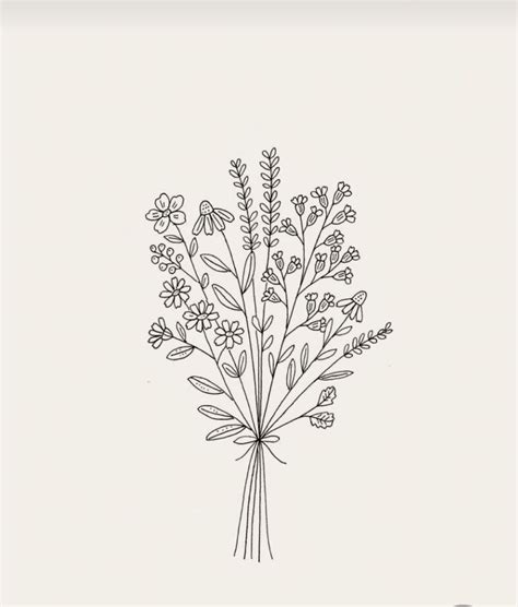 Line Art Tattoos, Tatoo Art, Small Tattoos, Flower Bouquet Drawing ...