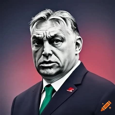 Viktor orban standing in front of a russian flag on Craiyon