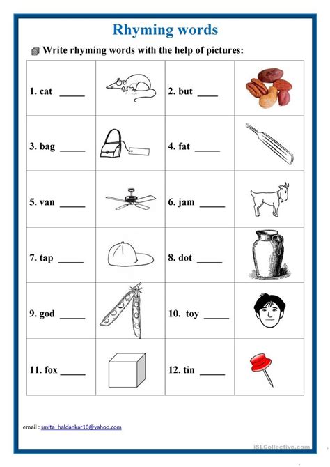 Free Printable Rhyming Words Worksheets - Free Printable