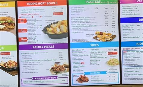 Menu at Pollo Tropical fast food, Lutz, Cierra Center Blvd