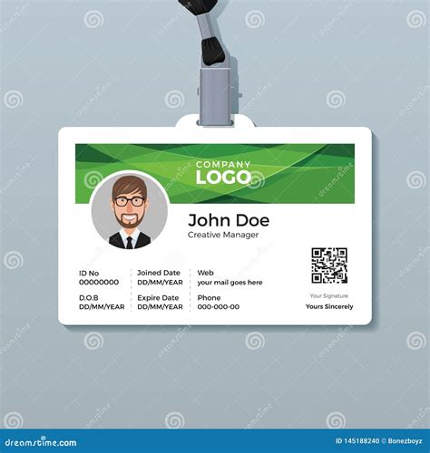 ID Card Design Template with Abstract Green Background Stock Vector ...