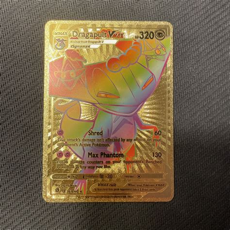 Mavin | Rainbow Dragapult VMAX Pokemon Gold Foil Card Fan Art With Top ...