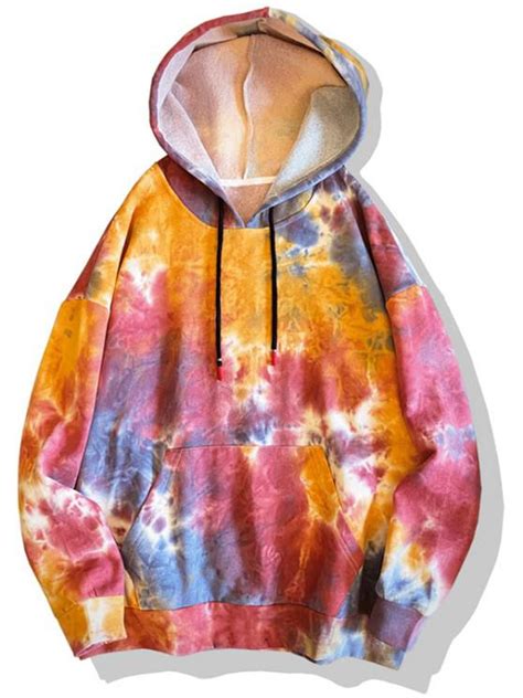 [56% OFF] 2021 Tie Dye Print Drop Shoulder Hoodie In RED | ZAFUL