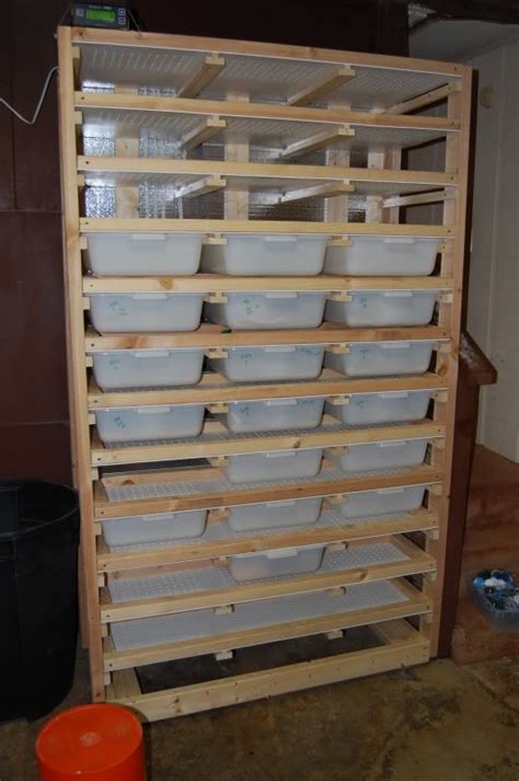 Buy bus tubs at restaurant supply store or even SAMs club and build a rack to store them. I find ...