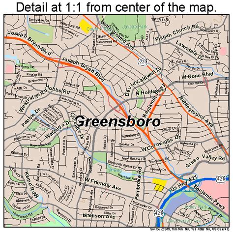 Greensboro North Carolina Street Map 3728000