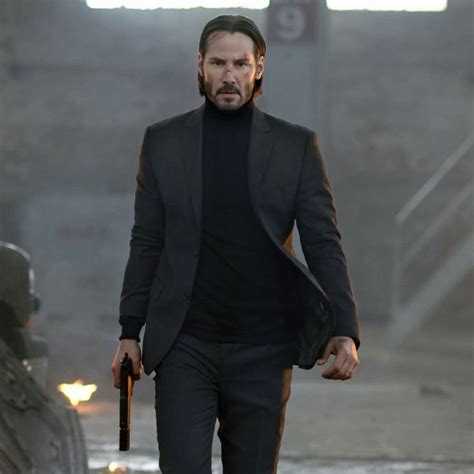 John Wick ( Keanu Reeves) | Mens outfits, All black suit, Turtleneck suit