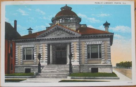 an old postcard depicting the public library