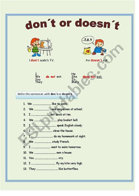 Don´t or Doesn´t - ESL worksheet by lyny