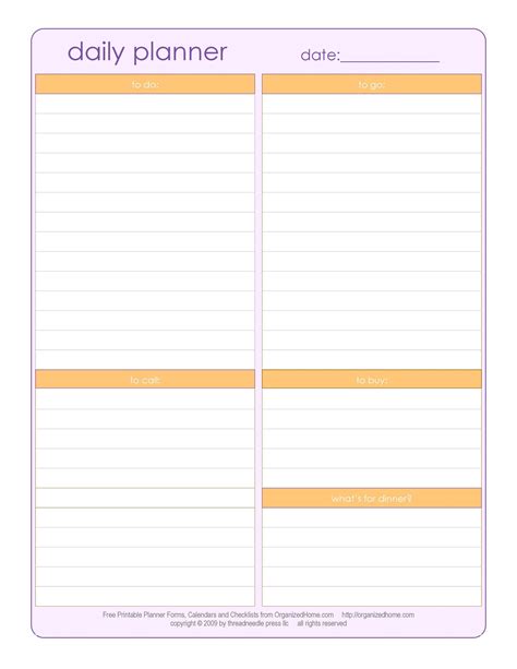 Free Daily Planner Template Printable - Printable Templates