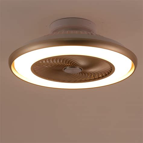 Surtime Modern Flush Mount Ceiling Fan with Lights And Remote Control, 22" Low Profile Bladeless