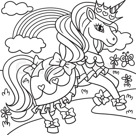 Unicorn And Princess Coloring Page