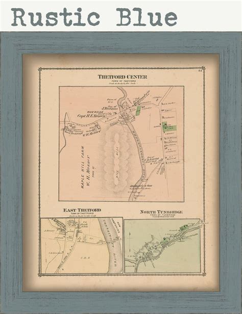 Villages of THETFORD and TUNBRIDGE Vermont 1877 Map Replica - Etsy | Tunbridge, Map, Us map