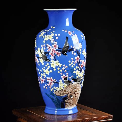 Jingdezhen ceramic vase flower vase hand painted pastel Yu Hailin famous Chinese style living ...