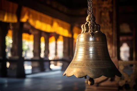 Premium AI Image | A large bell in a temple ready for ringing